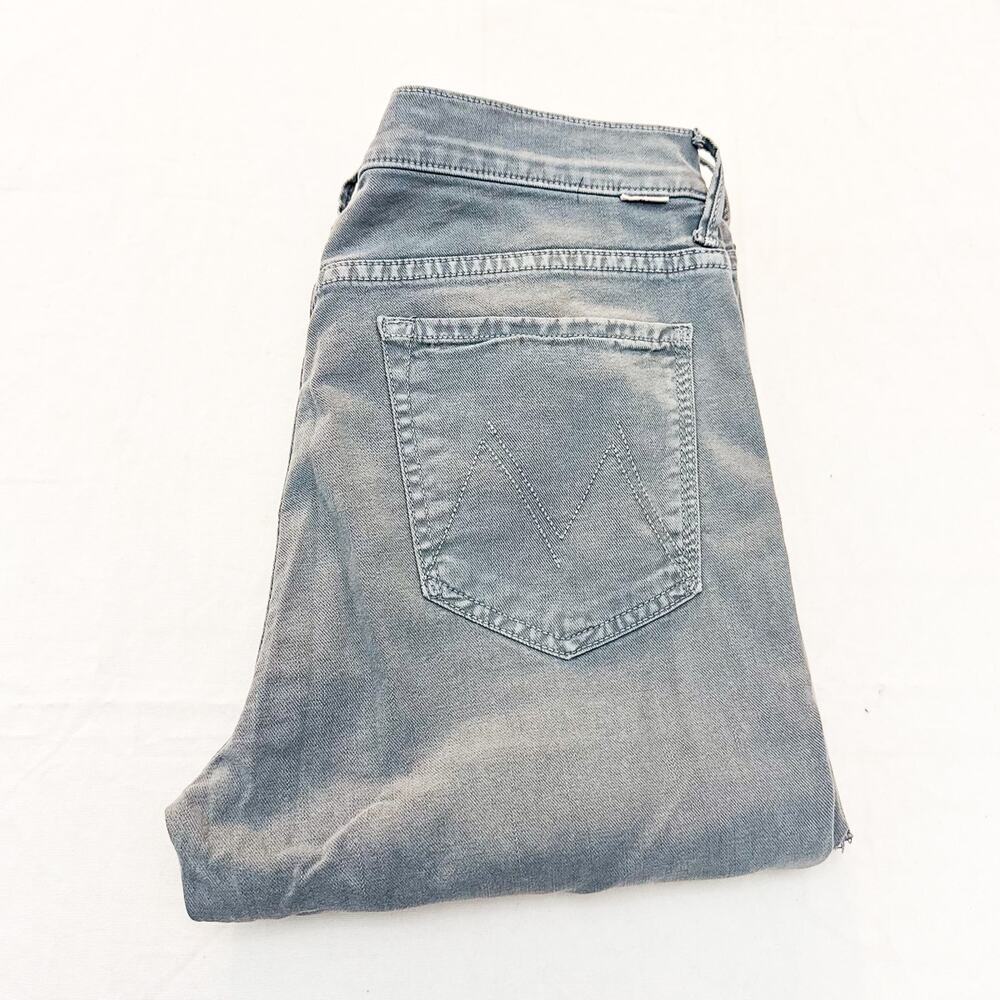 Mother The Weekender Fray Lead Gray Raw Hem Bootcut Flare Denim Jeans Size 31